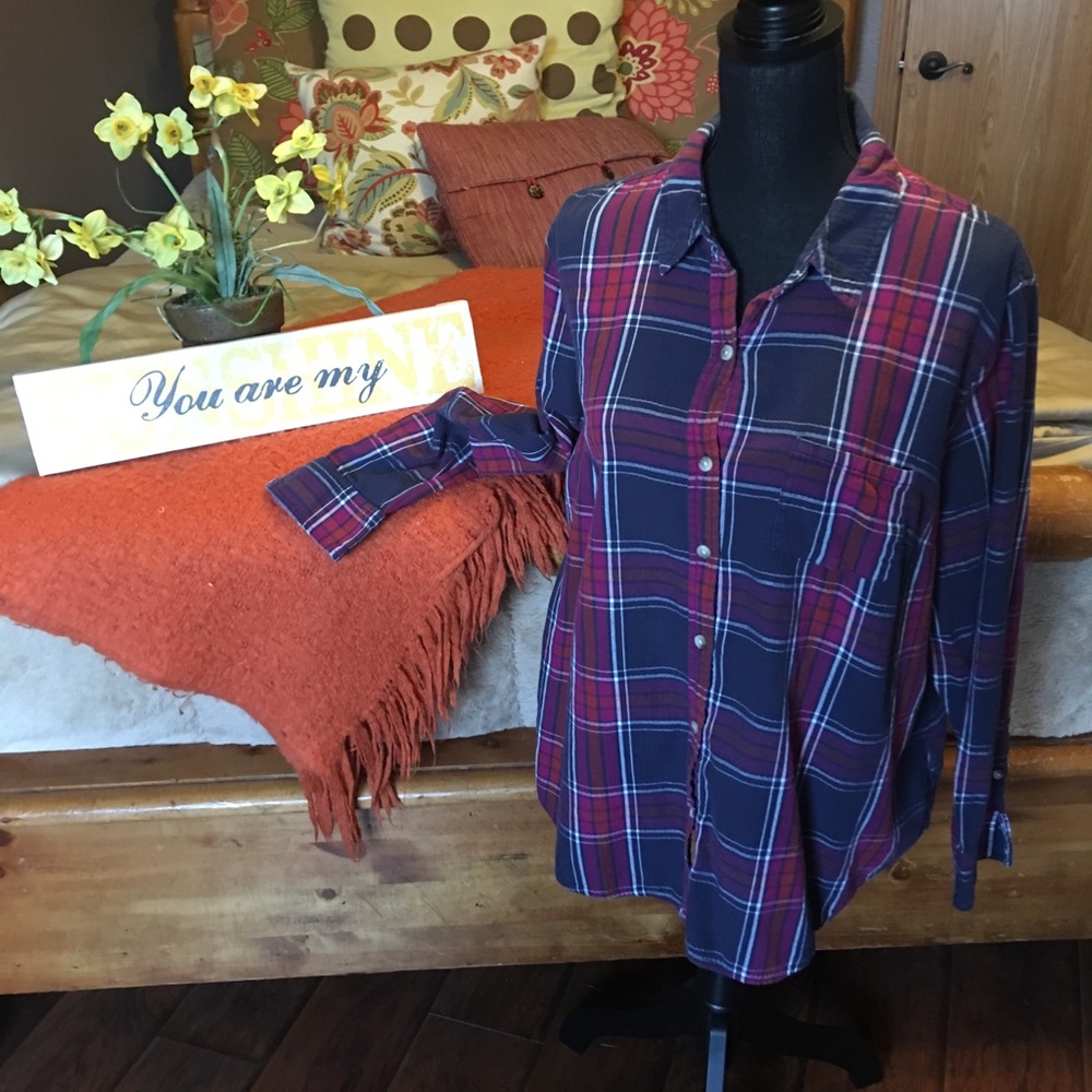 Pure Energy 2X plaid button up shirt